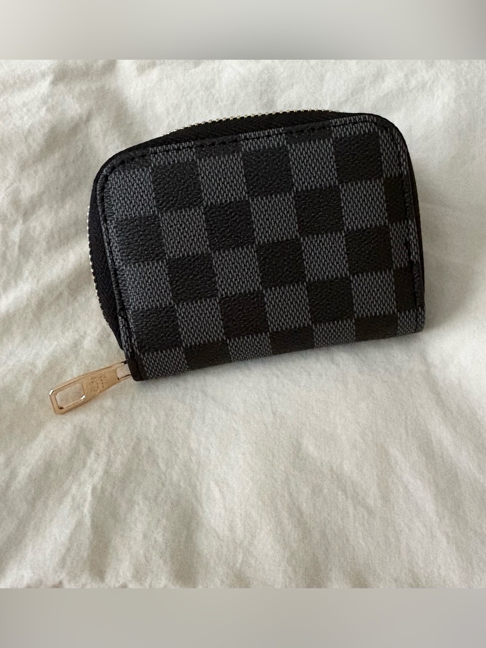 Louis Vuitton Black and Charcoal Damier Zip Coin Pouch with Gold Hardware